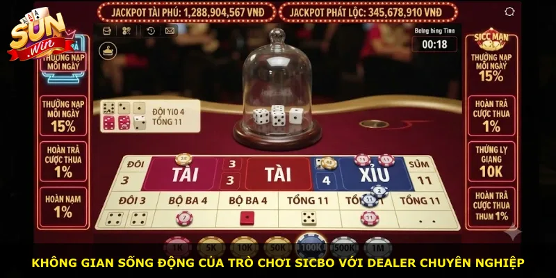Không gian sống động của trò chơi Sicbo với dealer chuyên nghiệp
